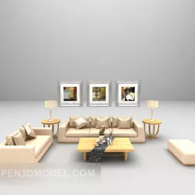 Modern Combination Sofa With Painting 3d model