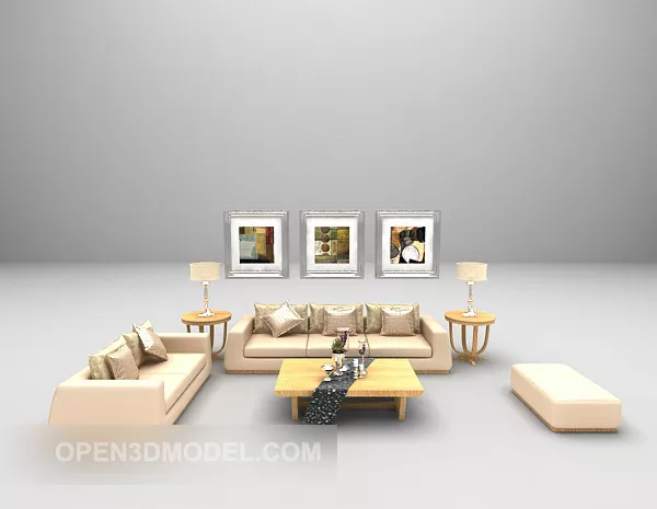 Modern Combination Sofa With Painting 3d model Modern Combination Sofa With Painting 3d model