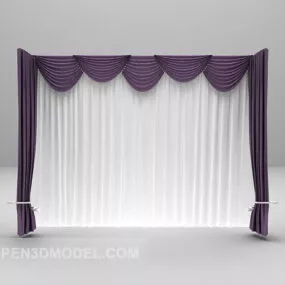 Home Purple White Curtain 3d model
