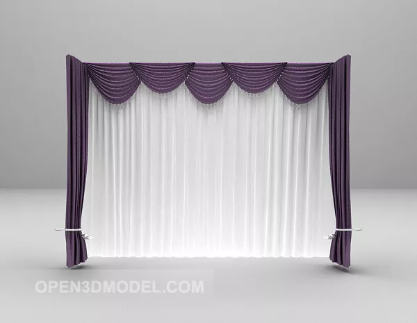Japanese Curtains In Room 3d model