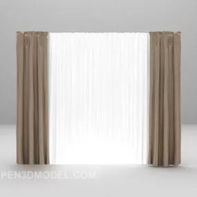 Brown White Grey Curtain 3d model