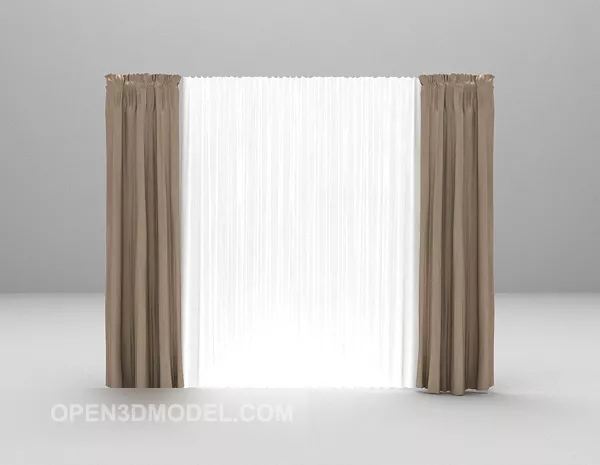 Textile Scroll Curtain Vertical Side 3d model