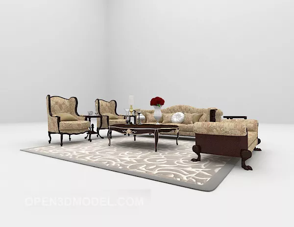 European Vintage Combination Sofa 3d model European Vintage Combination Sofa 3d model