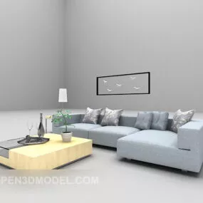 Blue Combination Sofa Furniture With Table 3d model