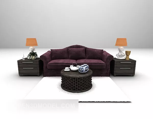 Double Camel Sofa Furniture With Lamp Set 3d model Double Camel Sofa Furniture With Lamp Set 3d model