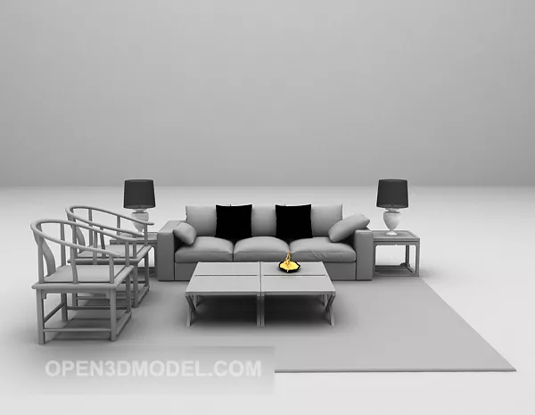 Multi-seaters Sofa Table Lamp Furniture 3d model Multi-seaters Sofa Table Lamp Furniture 3d model