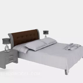 Modern Double Bed Grey Color 3d model