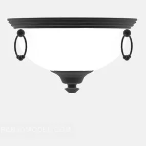 White Shade Round Ceiling Lamp 3d model