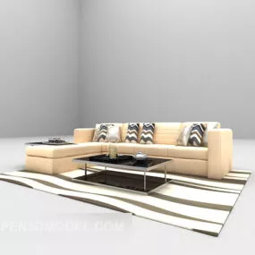 Light Multi-seaters Sofa Yellow Color 3d model