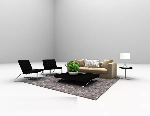 Grey Double Sofa Furniture 3d model Grey Double Sofa Furniture 3d model