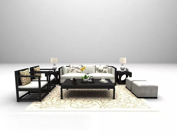 Wood Sofa Furniture 3d model Wood Sofa Furniture 3d model