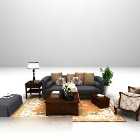 European Sofa Combination Vintage Carpet 3d model
