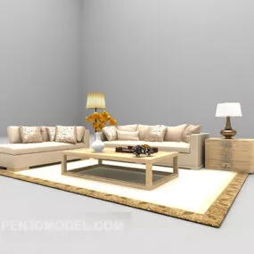 Modern Style Combination Beige Sofa 3d model