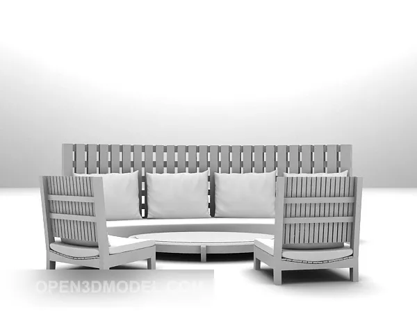 Wood Combination Sofa Grey Painted 3d model Wood Combination Sofa Grey Painted 3d model