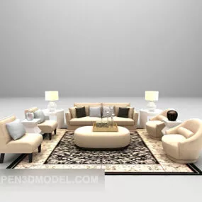 European Style Combination Sofa Furniture 3d model