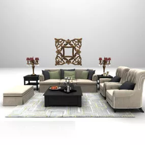 European Family Sofa Modern 3d model