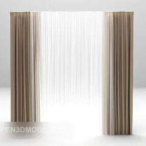Grey Curtain Brown White 3d model