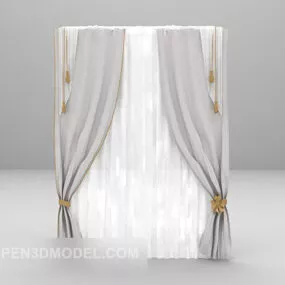 Grey White Curtain 3d model