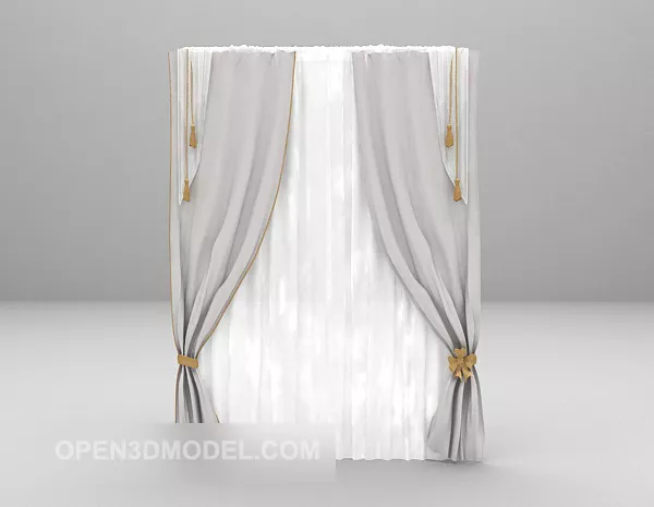 Grey Curtain With Top 3d model
