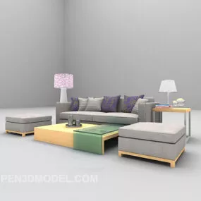 Modern Wooden Sofa Table 3d model