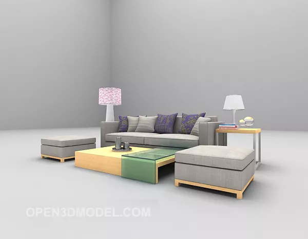 Modern Wooden Sofa Table 3d model Modern Wooden Sofa Table 3d model
