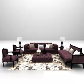 Purple Sofa Set 3d model