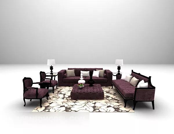 Purple Sofa Set 3d model Purple Sofa Set 3d model