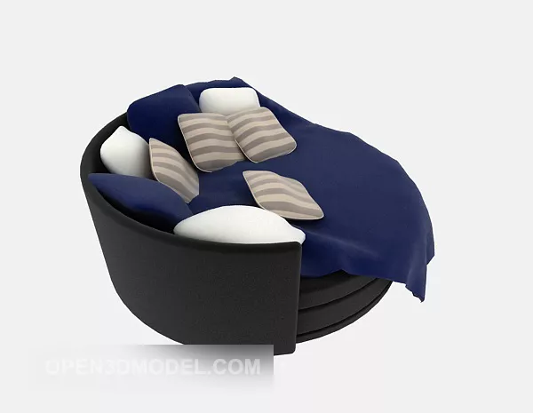 Black Leather Sofa Round Shaped 3d model Black Leather Sofa Round Shaped 3d model