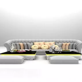European Multi-seaters Sofa Grey Color 3d model