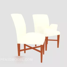 Modern Wooden Chair White Fabric 3d model