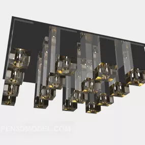 Modern Rectangular Glass Bar Chandelier 3d model