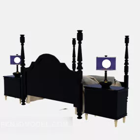 Classic Wood Poster Bed 3d model
