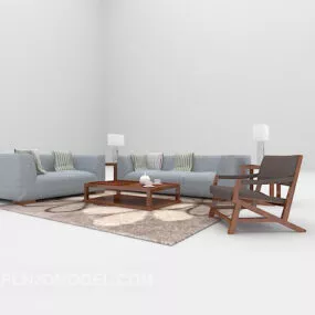 Modern Wooden Sofa 3d model