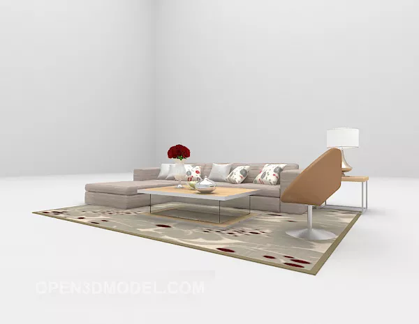 Modern Family Sofa Vintage Carpet 3d model Modern Family Sofa Vintage Carpet 3d model