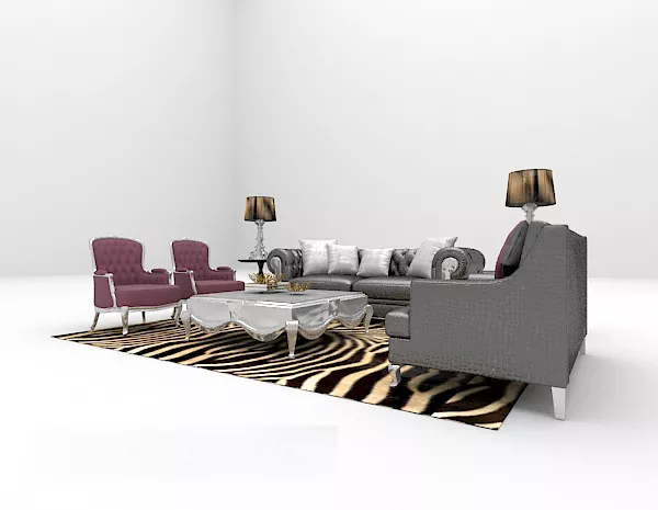 European Sofa Chair Table With Lamp 3d model European Sofa Chair Table With Lamp 3d model