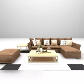 Modern Brown Fabric Sofa Table 3d model
