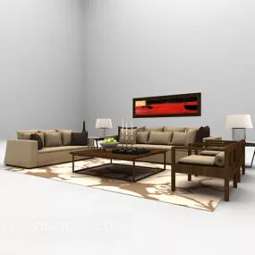 Chinese Style Sofa With Carpet 3d model