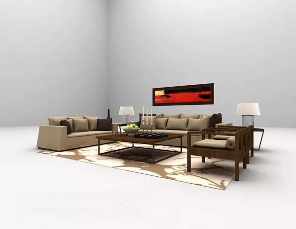 Chinese Style Sofa With Carpet 3d model Chinese Style Sofa With Carpet 3d model