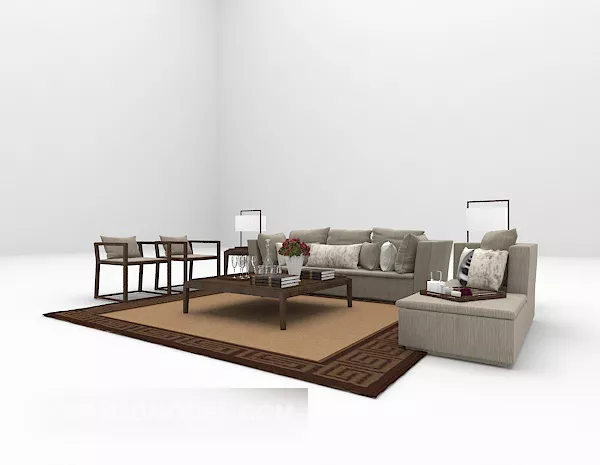 Chinese Sofa Vintage Carpet 3d model Chinese Sofa Vintage Carpet 3d model