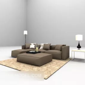 Brown Color Multi-seaters Sofa 3d model