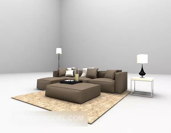 Brown Color Multi-seaters Sofa 3d model Brown Color Multi-seaters Sofa 3d model