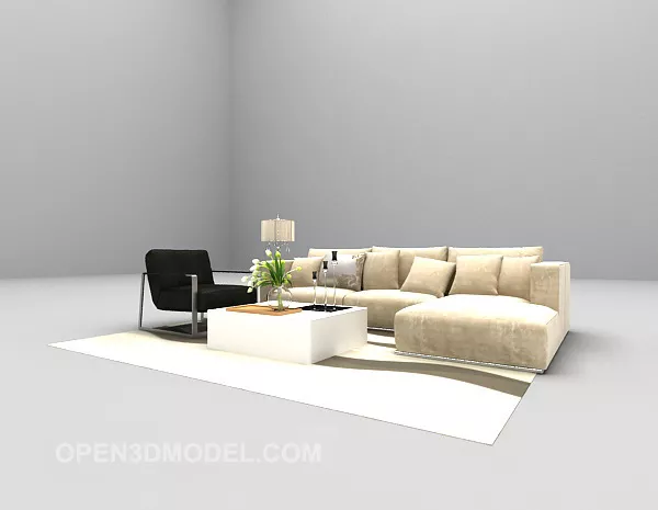 Modern Light Color Sofa Full Sets 3d model Modern Light Color Sofa Full Sets 3d model