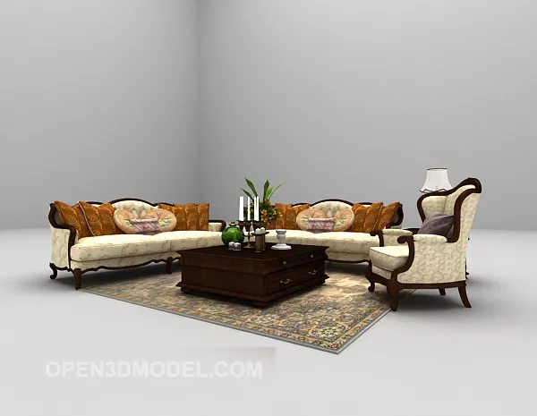 Luxury European Sofa 3d model Luxury European Sofa 3d model