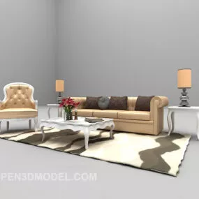 European Light Sofa 3d model