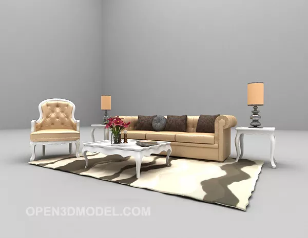 European Light Sofa 3d model European Light Sofa 3d model