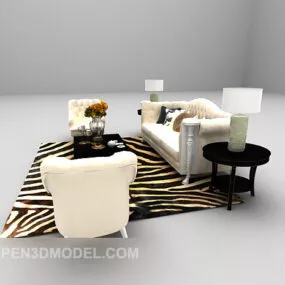 European White Sofa 3d model