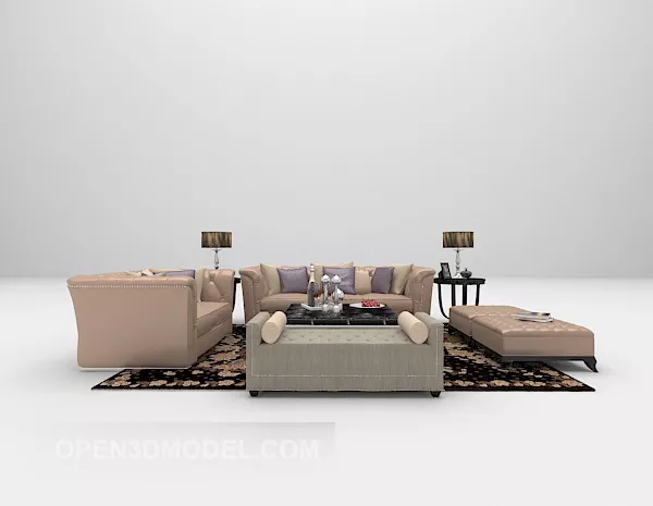 Modern Leather Sofa With Carpet 3d model Modern Leather Sofa With Carpet 3d model