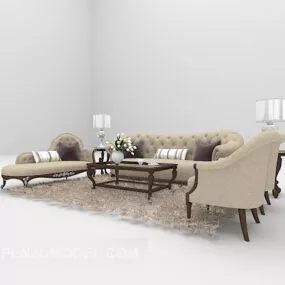 European Sofa Large Size Full Sets 3d model