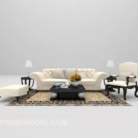 European White Sofa Full Sets 3d model