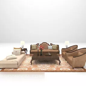 European Vintage Family Sofa Table 3d model